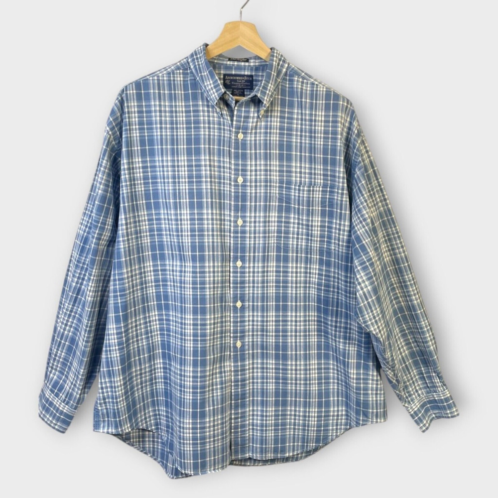 Vintage Y2K Abercrombie Fitch Shirt Mens XL Relaxed Blue Plaid The Angler Grunge